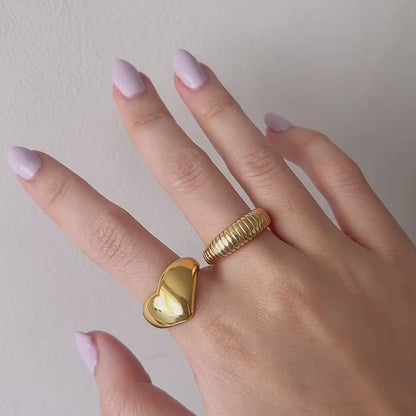 Love Heart chunky gold open ring