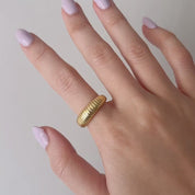 Dora Reeded Gold Open Ring