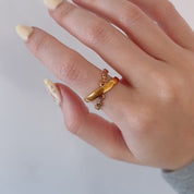 Despina Gold Buckle Double Cross Ring